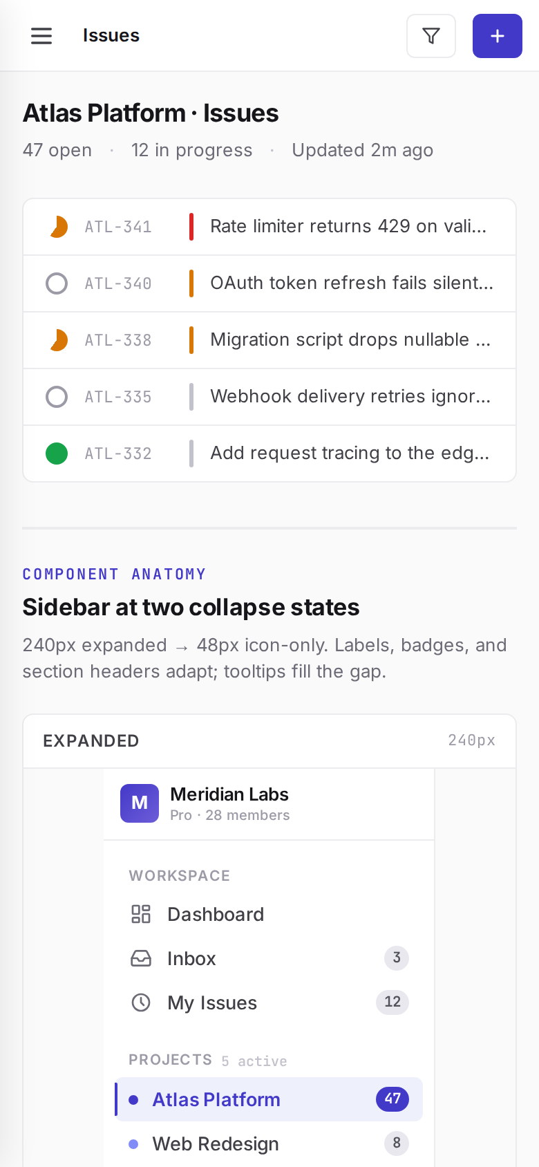 Collapsible Sidebar Nav mobile