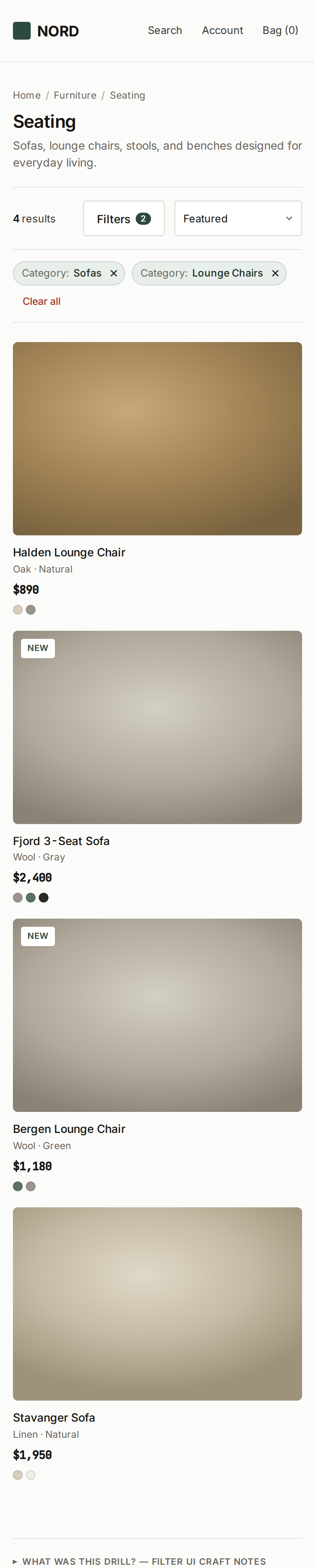 Filter UI — Faceted E-commerce Catalog mobile