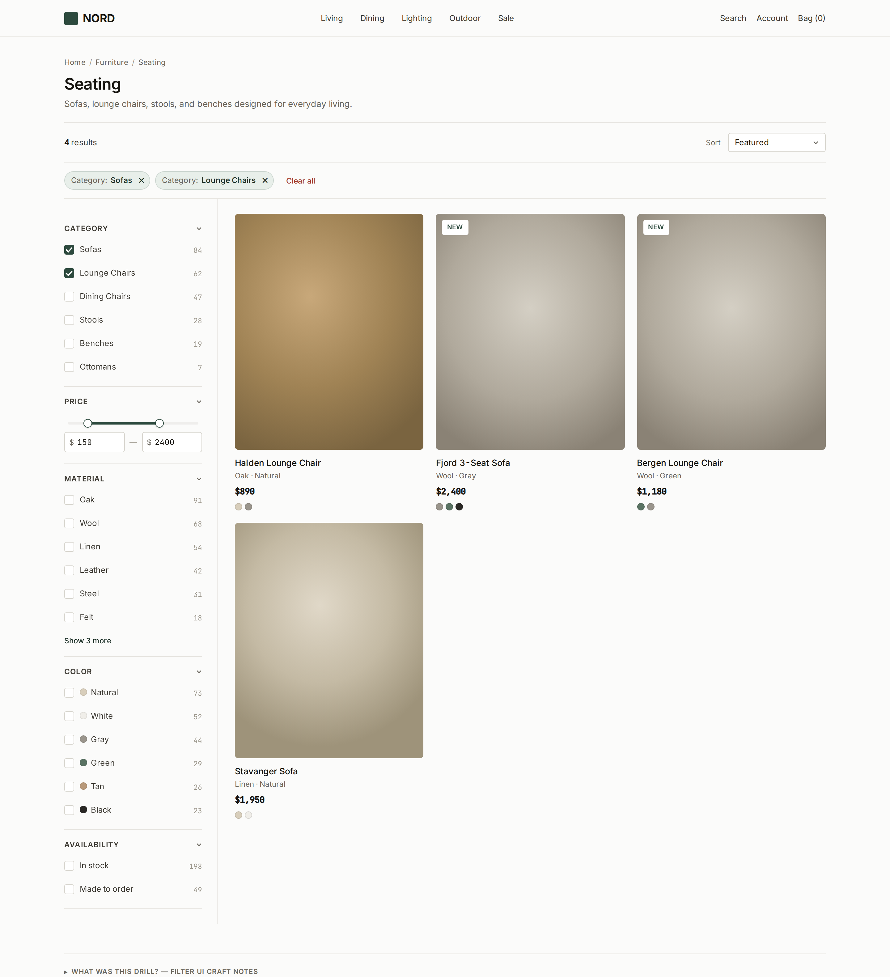 Filter UI — Faceted E-commerce Catalog desktop