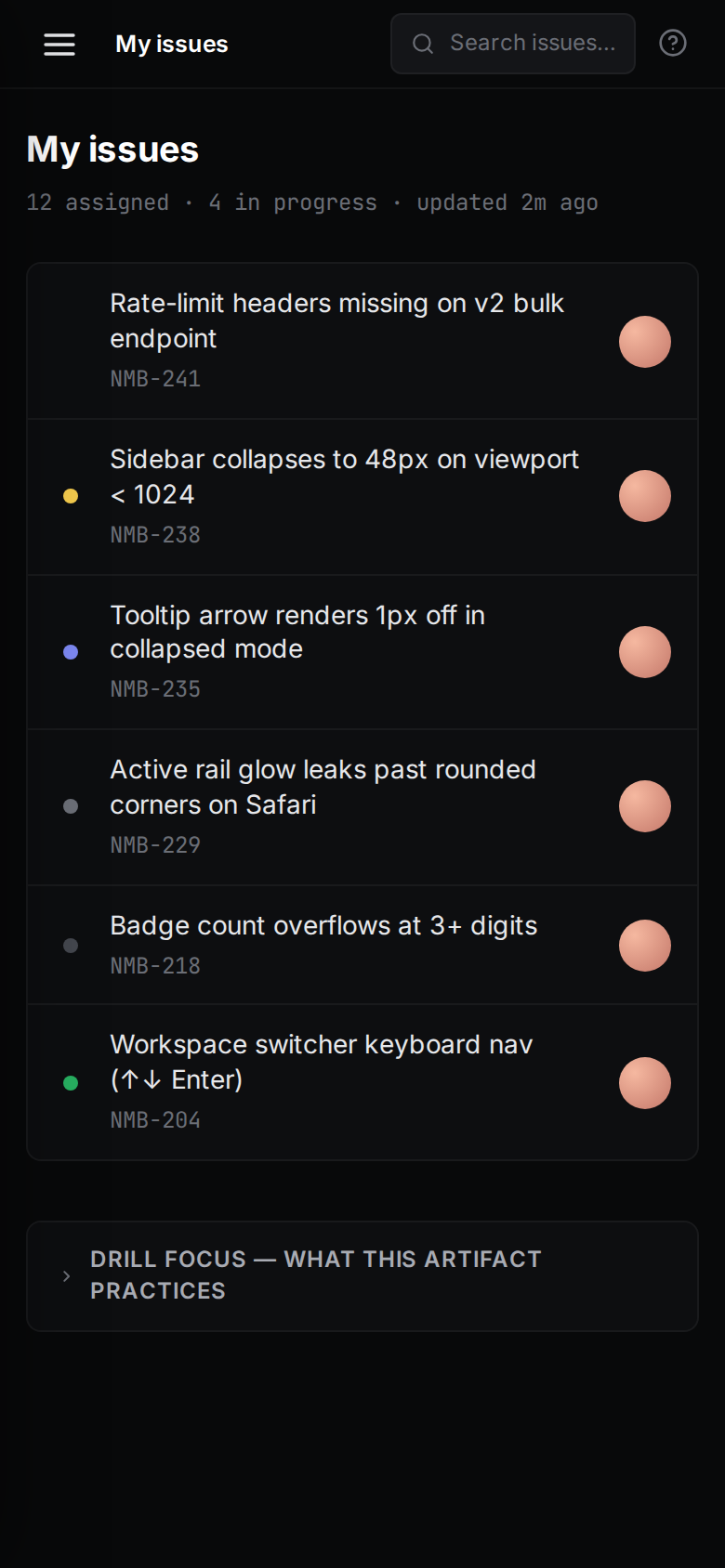 Collapsible Sidebar Nav (240px ⇄ 48px) mobile