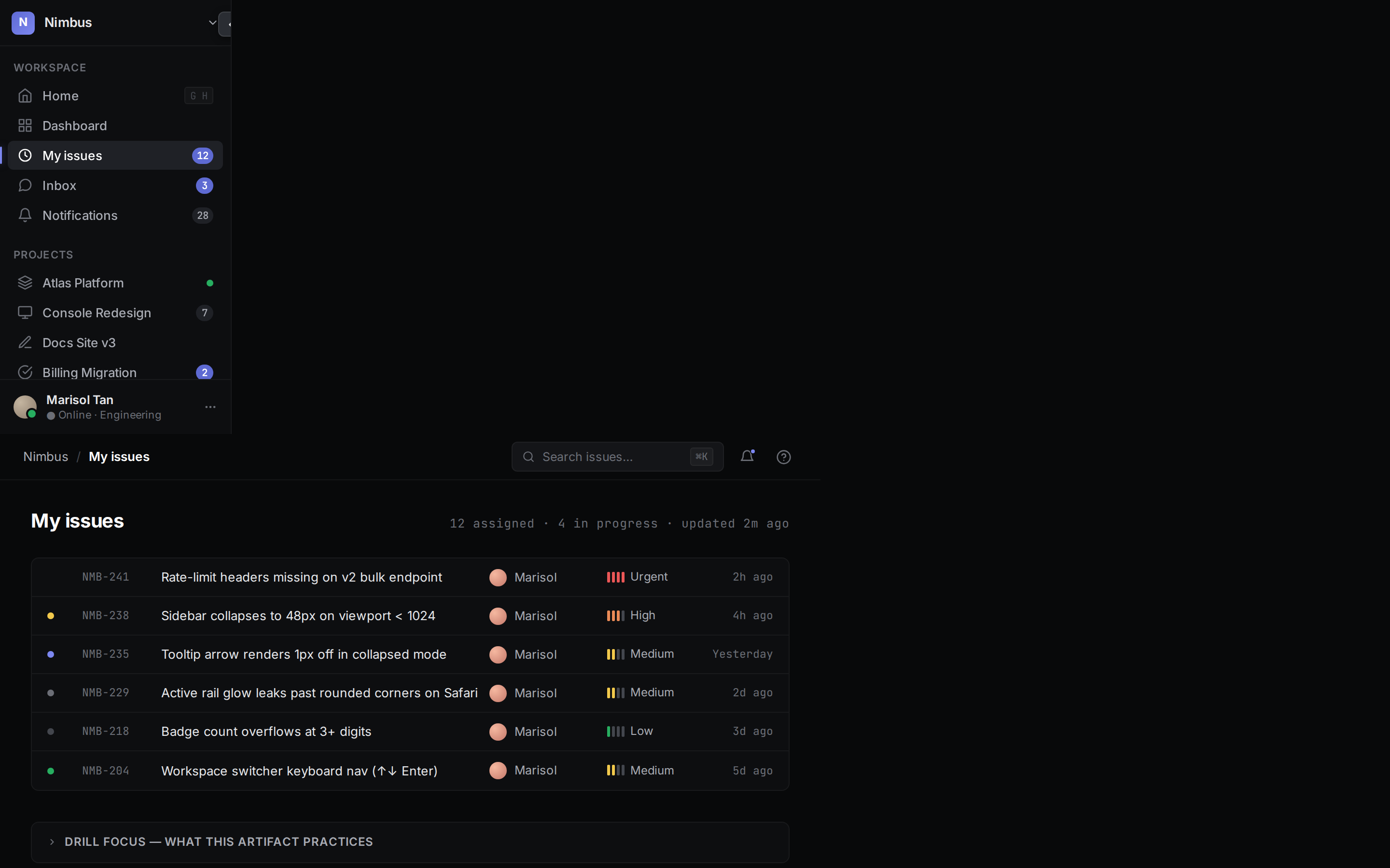 Collapsible Sidebar Nav (240px ⇄ 48px) desktop