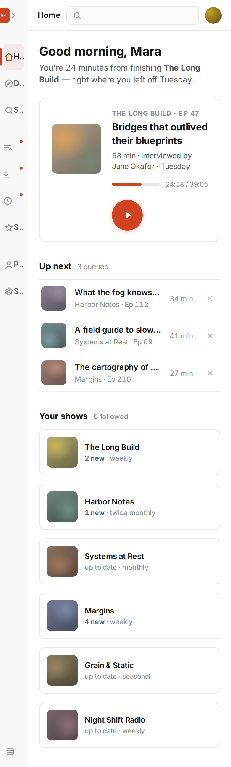 Sidebar Nav v2 / Relay Podcast Console mobile