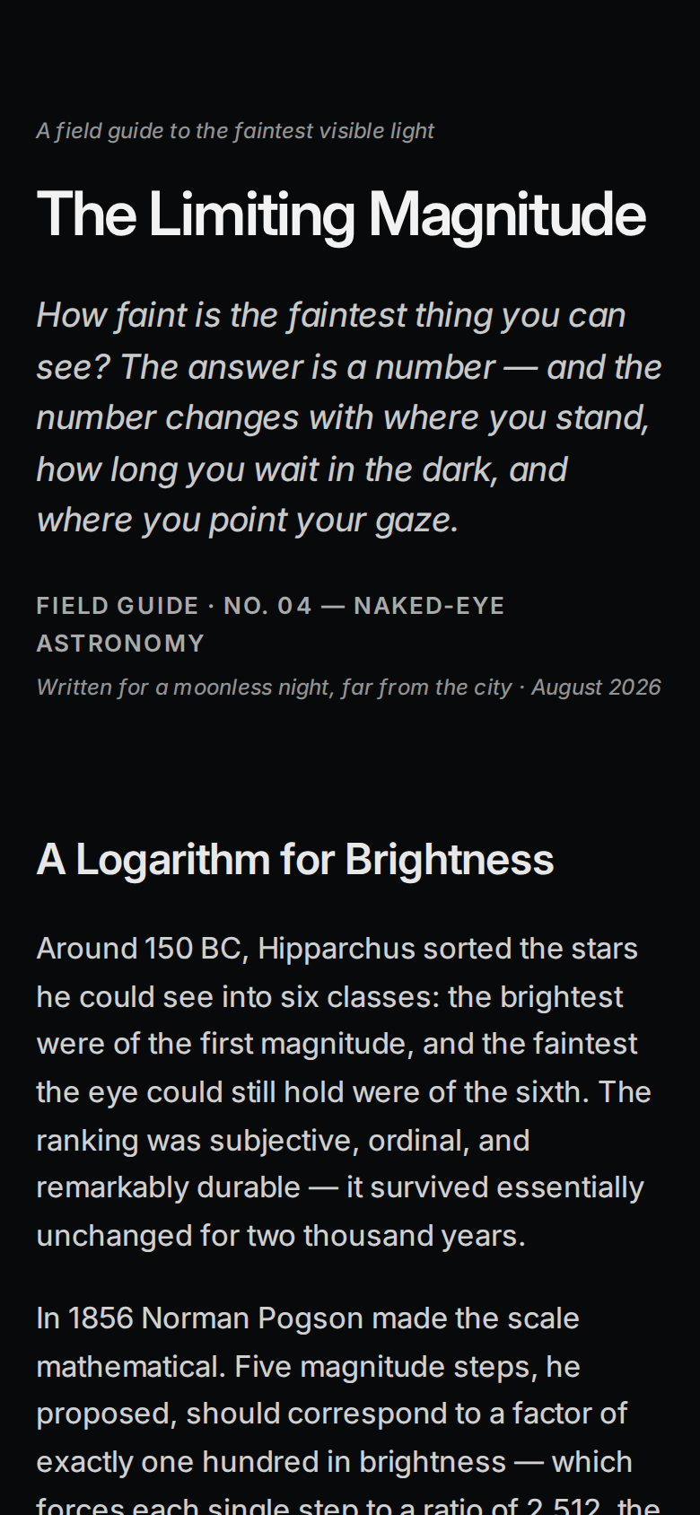 Type Scale v4 — The Limiting Magnitude (Dark Canvas) mobile