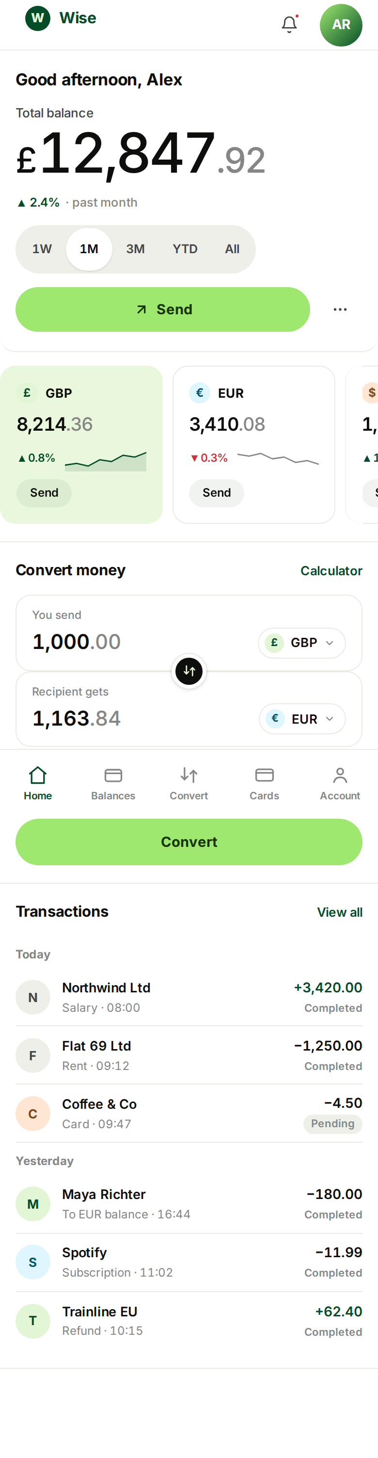 Clone Wise Multi-Currency Dashboard mobile