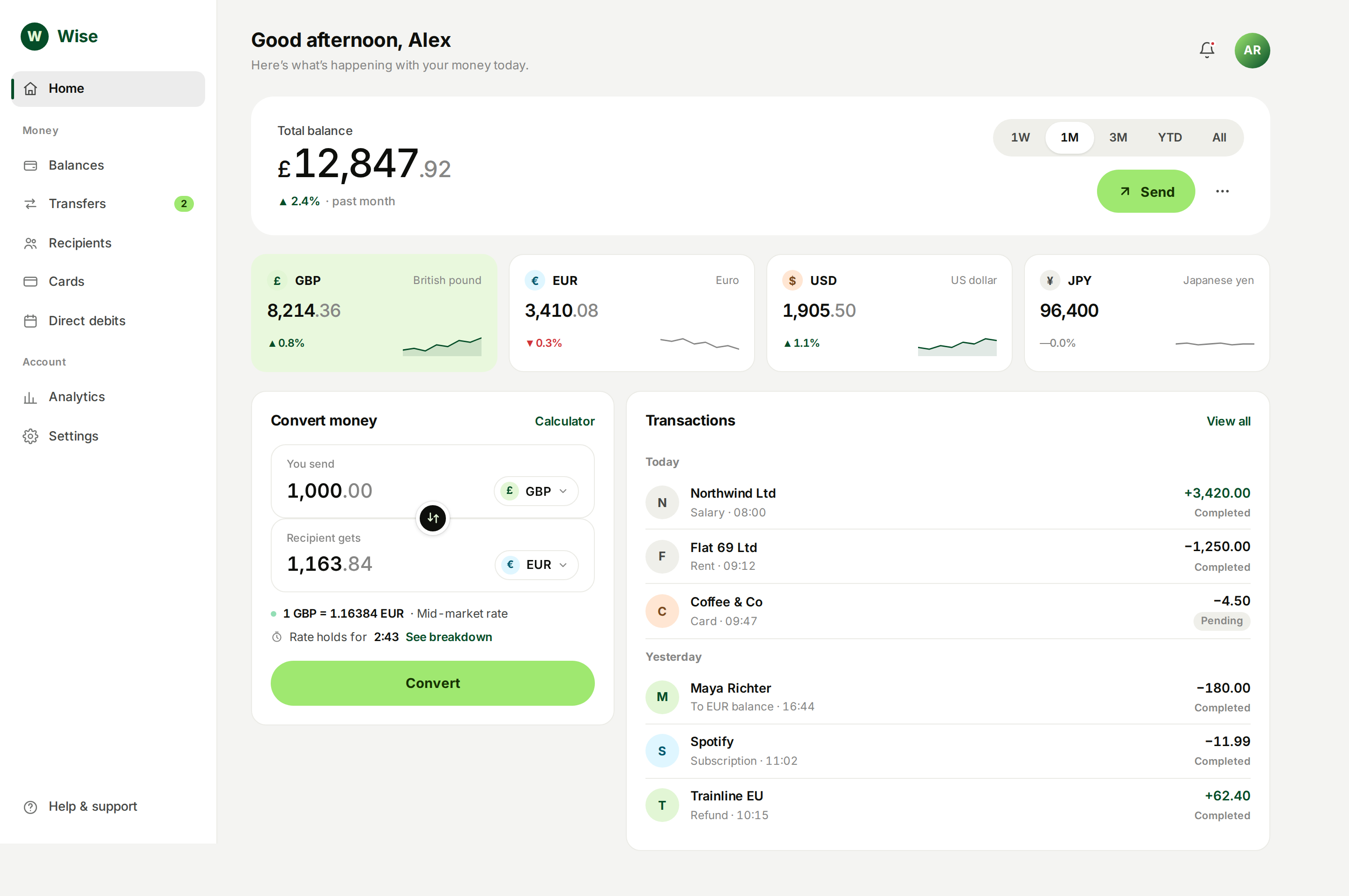 Clone Wise Multi-Currency Dashboard desktop