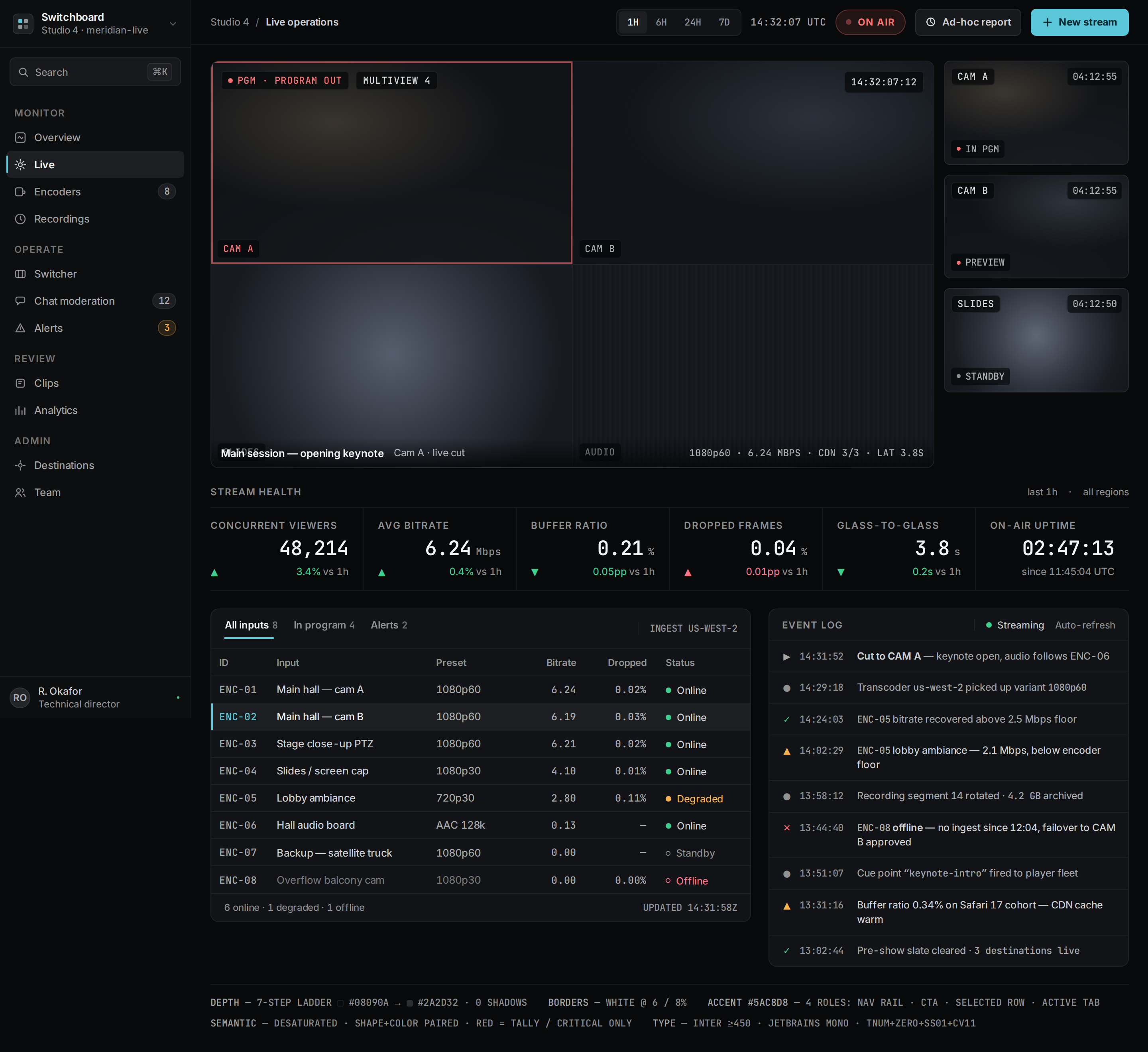Dark Mode Native v3 — Switchboard Live Ops desktop