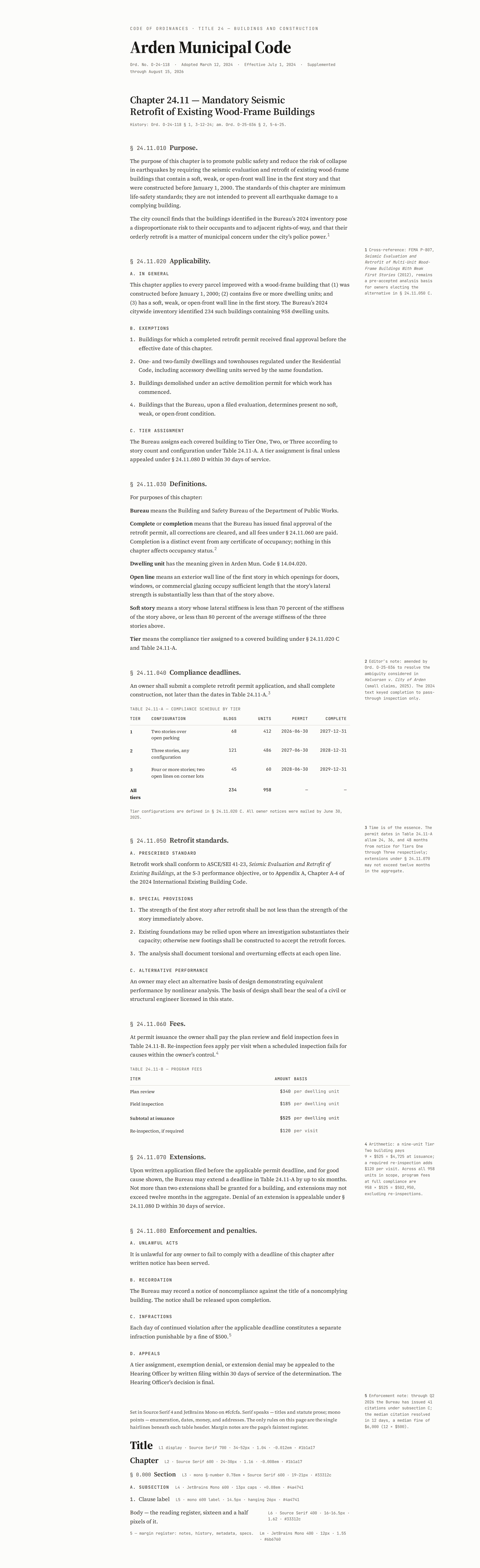 Type Scale v5 — Arden Municipal Code (structured reference) desktop