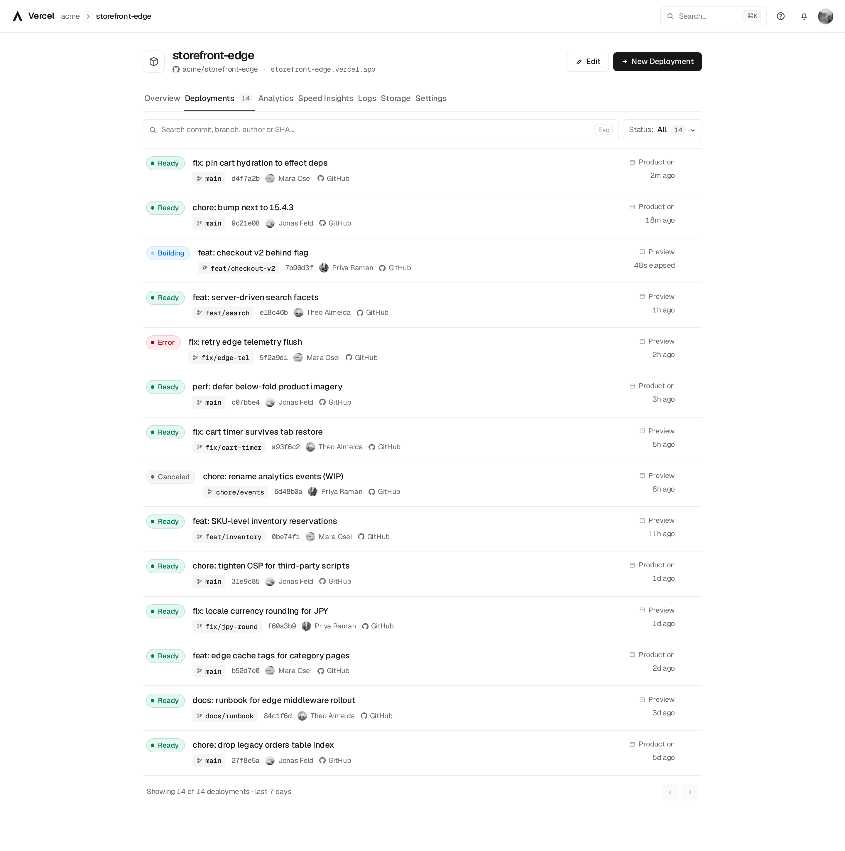 Clone Vercel Deployment List desktop