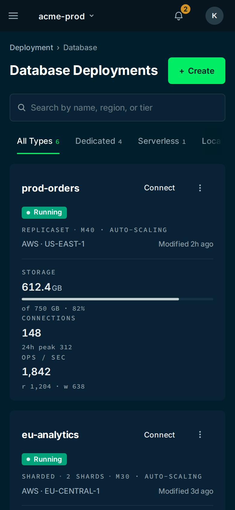 MongoDB Atlas Deployments Clone mobile