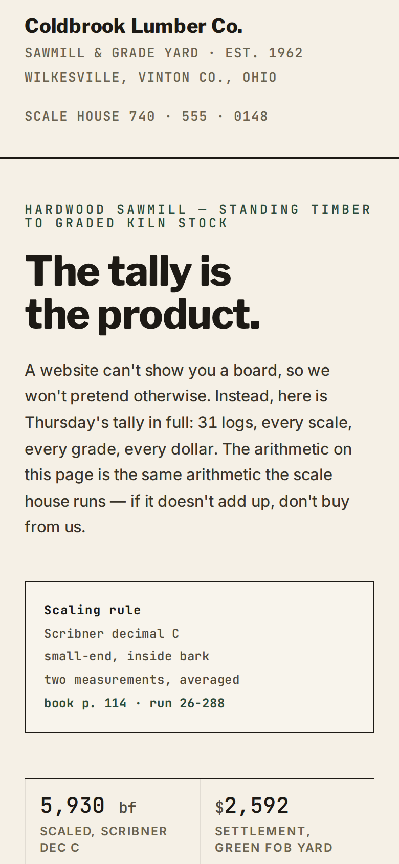Redesign the Slop v9 — Coldbrook Lumber Co. mobile