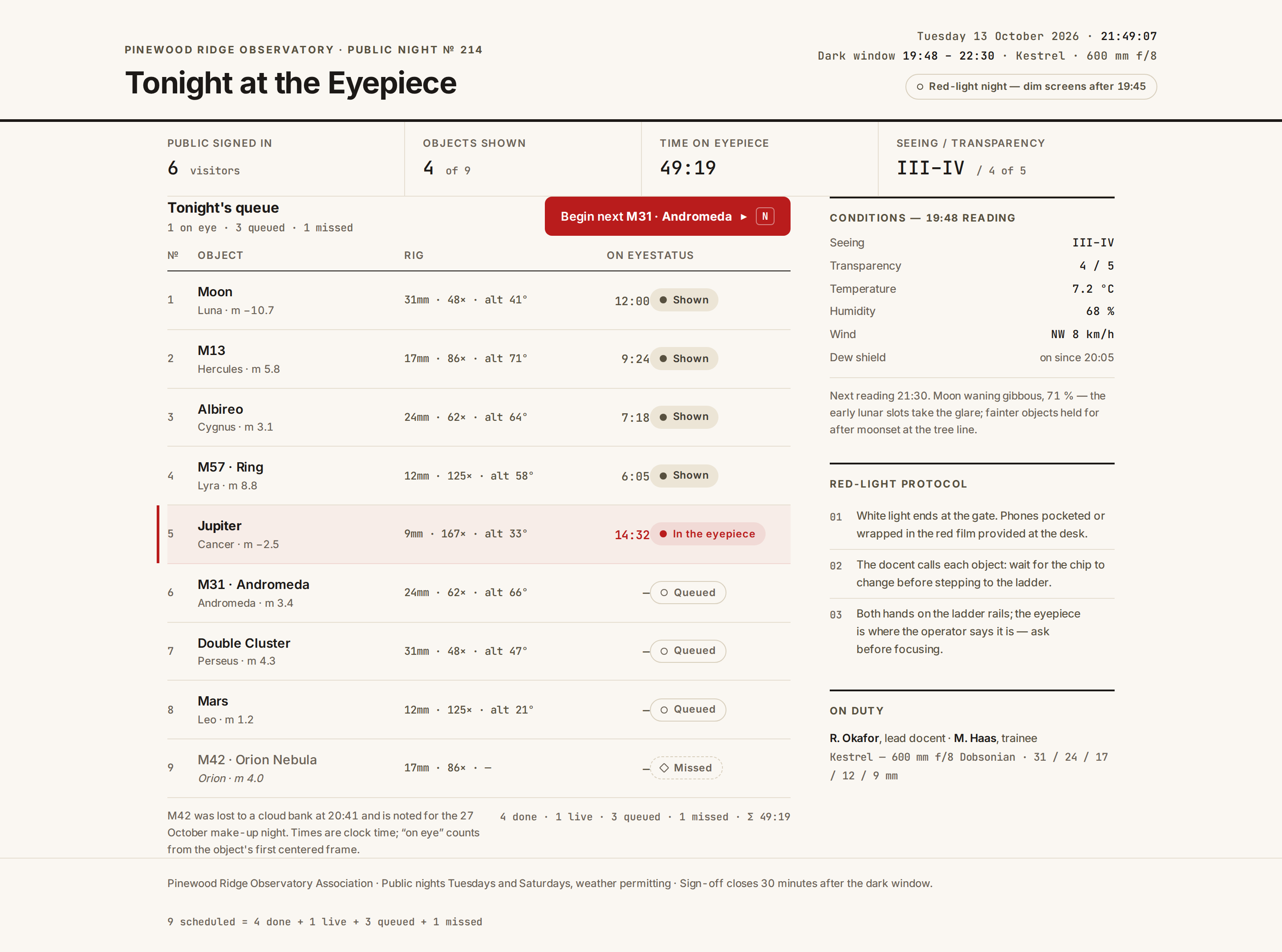 One Accent v7 / Pinewood Ridge Run Sheet — Accent = The Present Moment desktop
