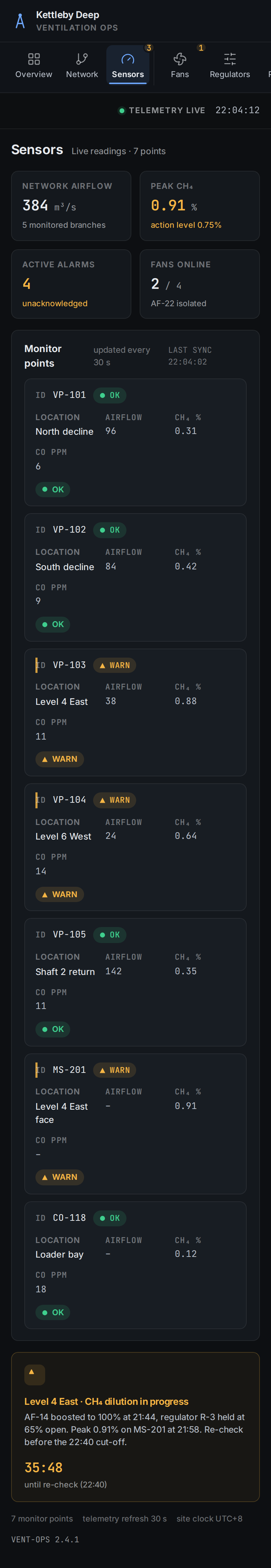 Sidebar Nav v1 — Mine Ventilation Ops mobile