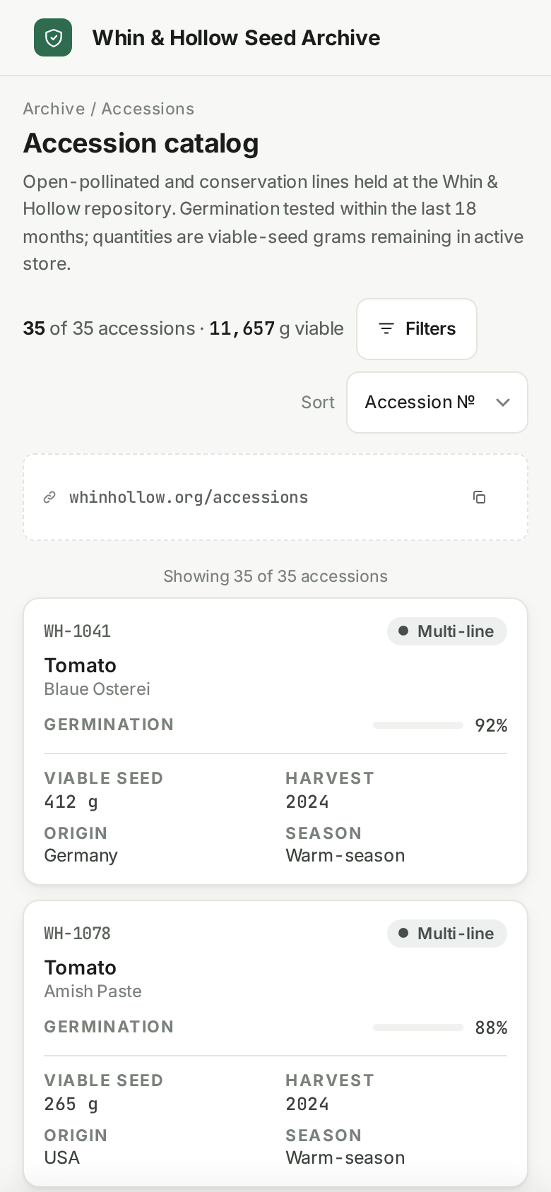 Filter UI v3 / Whin + Hollow Seed Archive mobile