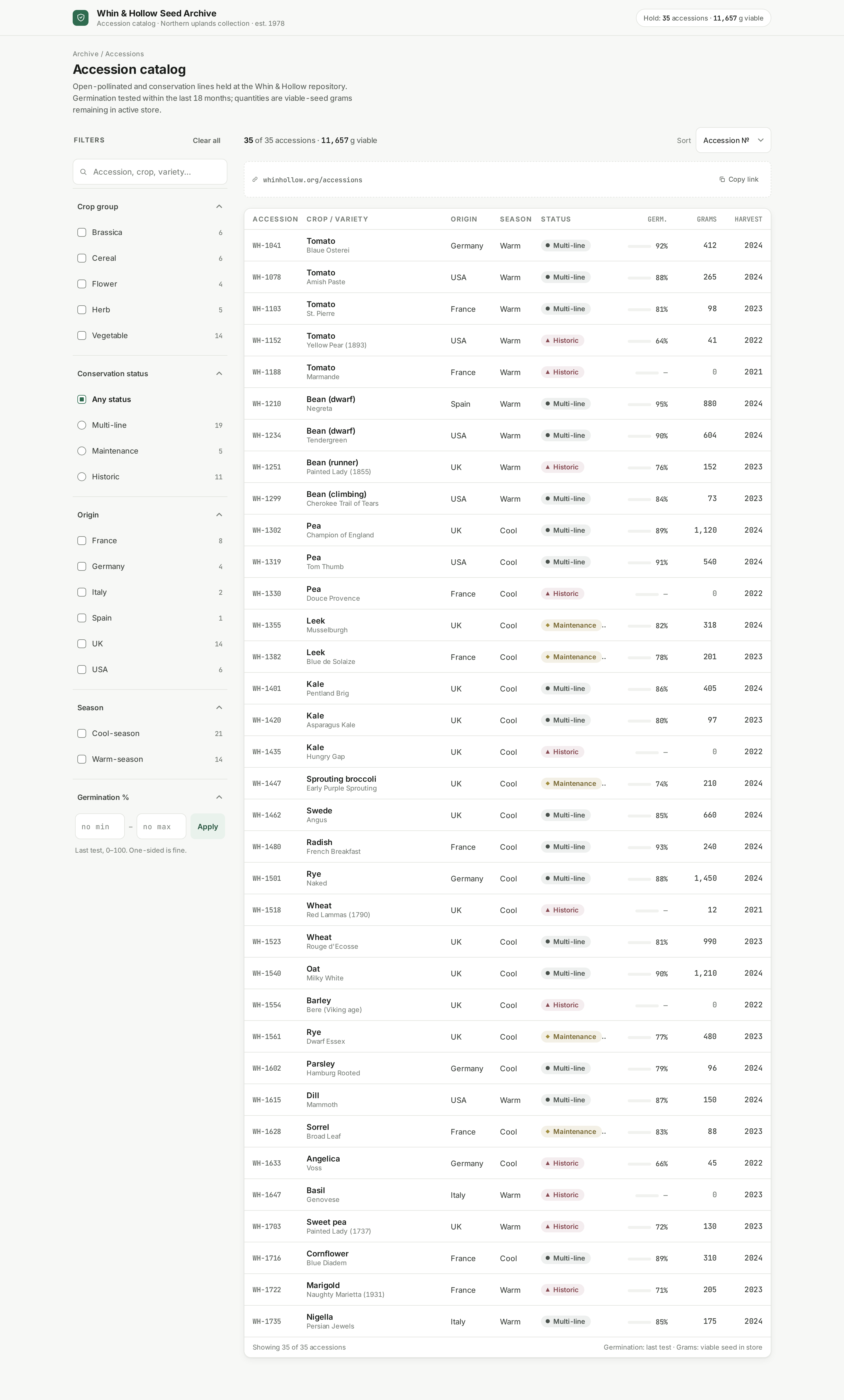 Filter UI v3 / Whin + Hollow Seed Archive desktop