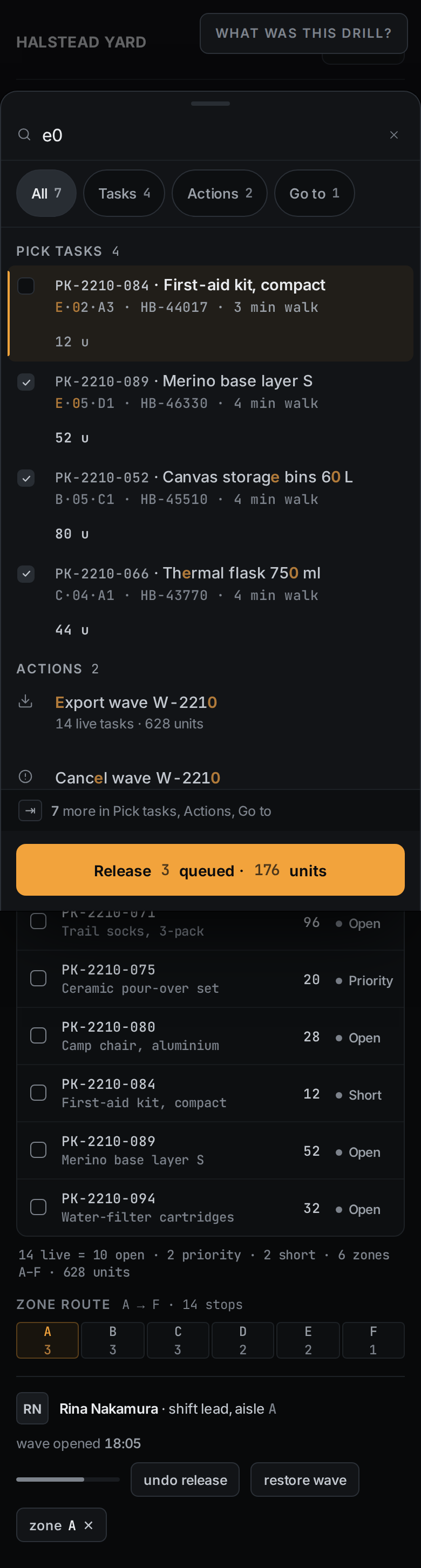 Command Palette v8 / Halstead Yard Pick-Wave ⌘K mobile