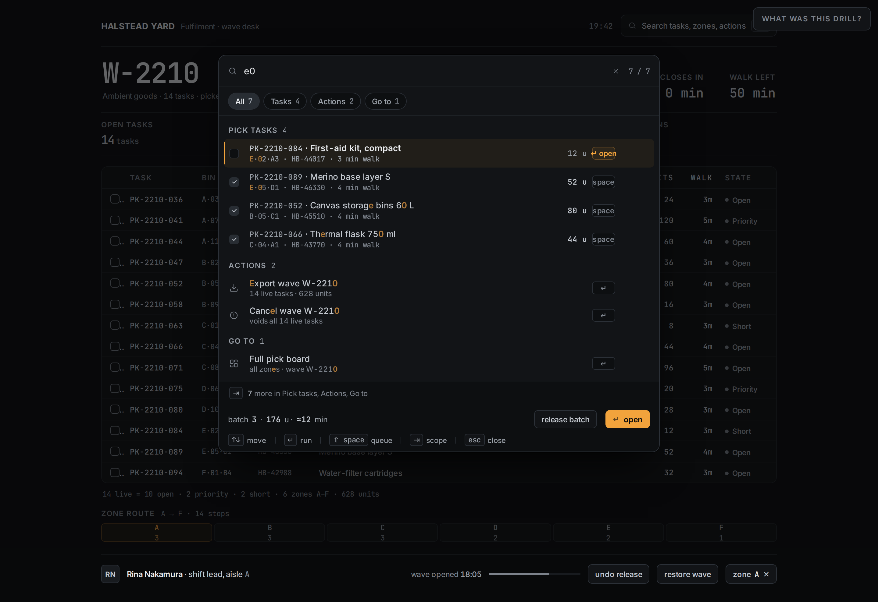 Command Palette v8 / Halstead Yard Pick-Wave ⌘K desktop
